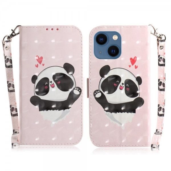 iPhone 14 Etui Motiv Panda Hjerter
