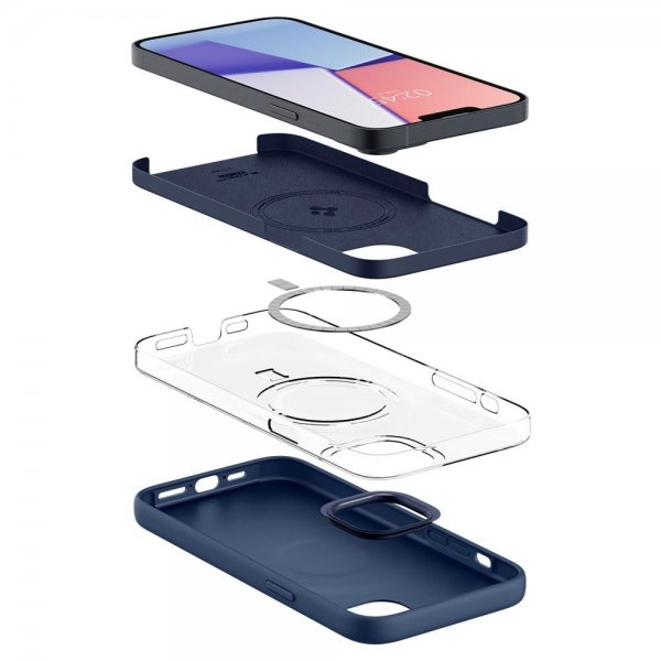 iPhone 14 Plus Skal Silicone Fit MagFit Navy Blue