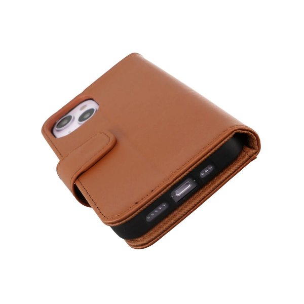 iPhone 14 Fodral Utfällbart Kortfack Brun