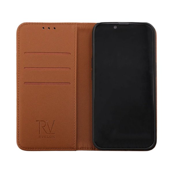 iPhone 14 Fodral Utfällbart Kortfack Brun