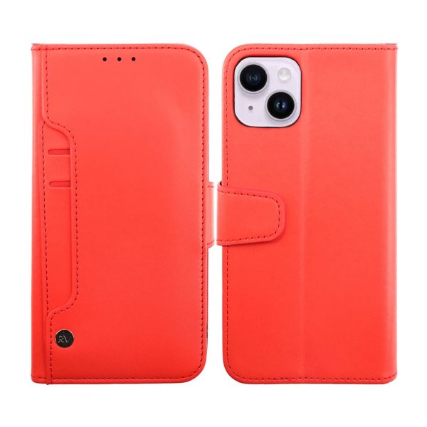 iPhone 14 Fodral Utfällbart Kortfack Röd