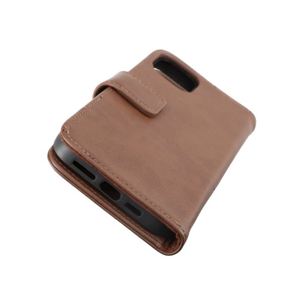 iPhone 14 Fodral Äkta läder Kortfack Brun