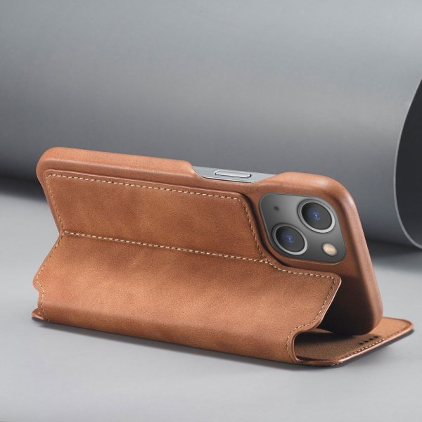 iPhone 14 Plus Fodral Flip Ljusbrun