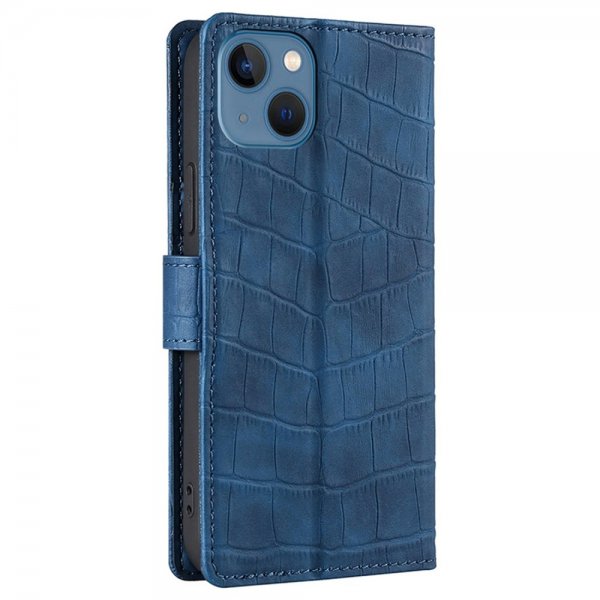iPhone 14 Plus Fodral Krokodilmönster Blå
