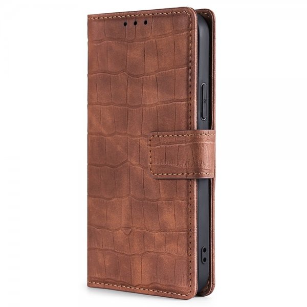 iPhone 14 Plus Fodral Krokodilmönster Brun