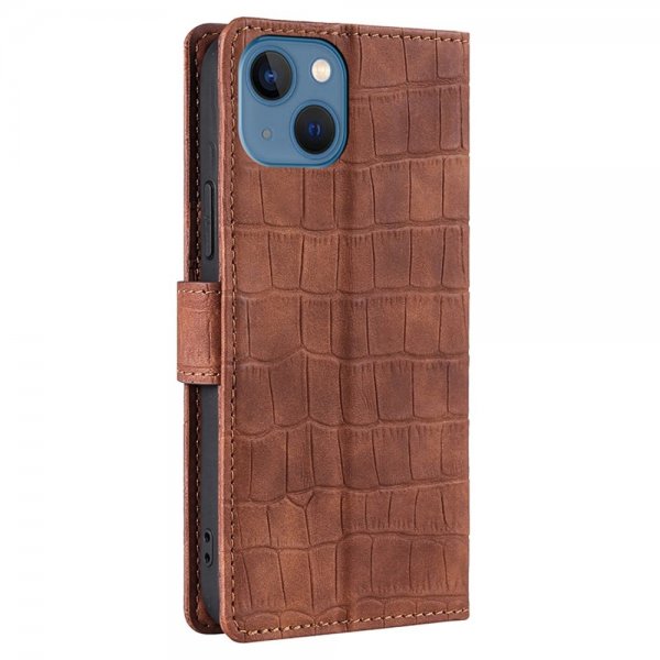 iPhone 14 Plus Fodral Krokodilmönster Brun