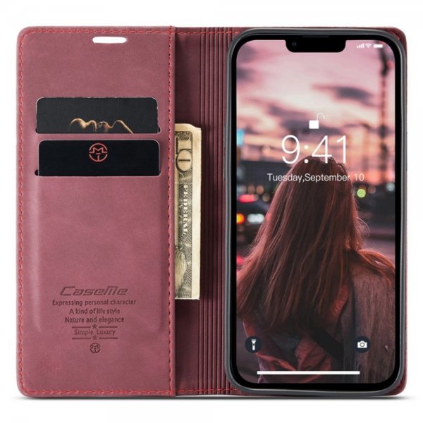 iPhone 14 Plus Fodral Retro Flip Röd