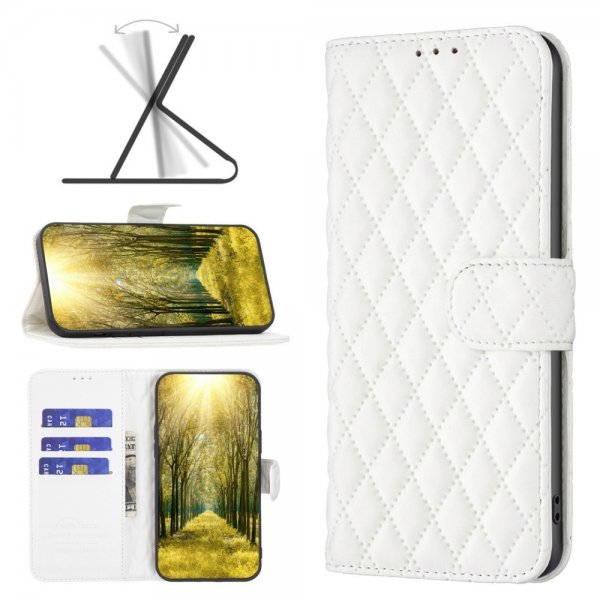 iPhone 14 Plus Fodral Rombmönster Vit
