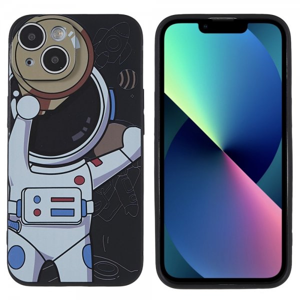 iPhone 14 Plus Skal Astronaut Svart Grå