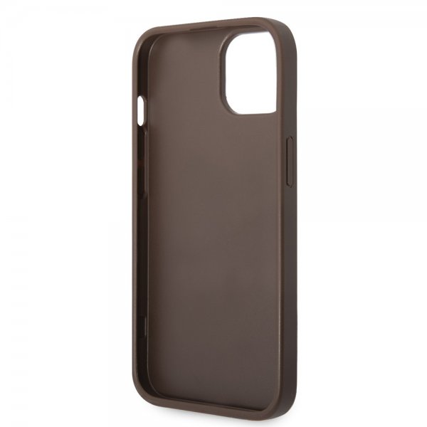 iPhone 14 Plus Skal Bottom Stripe Metal Logo Brun