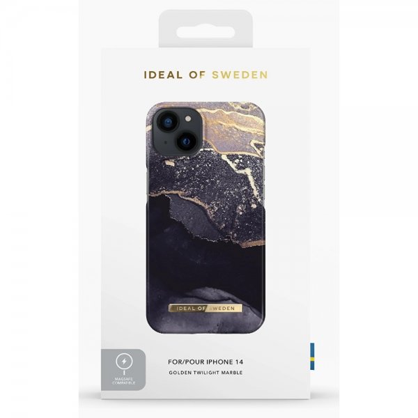 iPhone 14 Plus Skal Fashion Case MagSafe Golden Twilight Marble