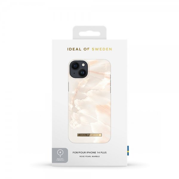 iPhone 14 Plus Skal Fashion Case MagSafe Rose Pearl Marble