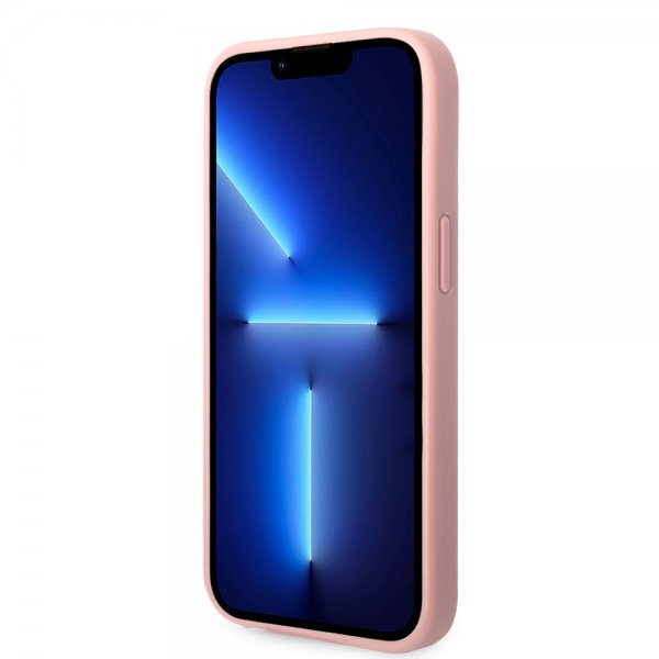 iPhone 14 Plus Skal Glitter Flakes Metal Logo Rosa