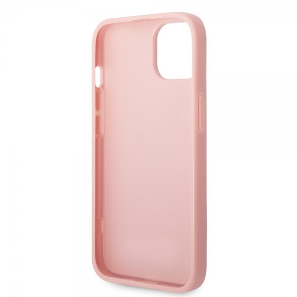 iPhone 14 Plus Skal Glitter Flakes Metal Logo Rosa