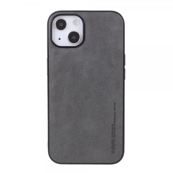 iPhone 14 Plus Skal Lädertextur Grå