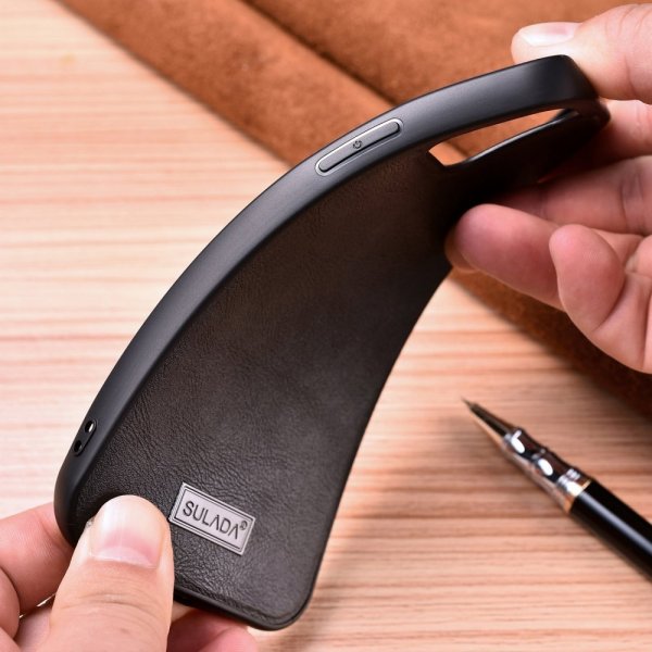 iPhone 14 Plus Skal Lädertextur Svart