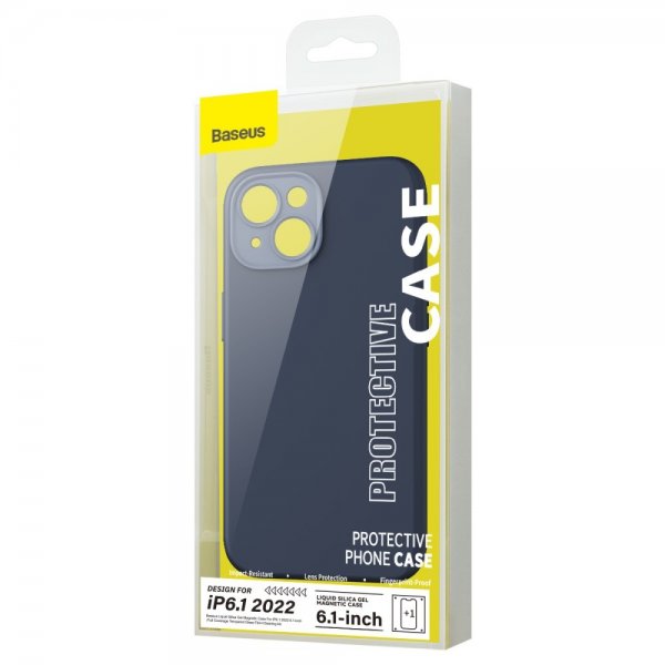 iPhone 14 Plus Skal Liquid Silica Gel MagSafe Blå