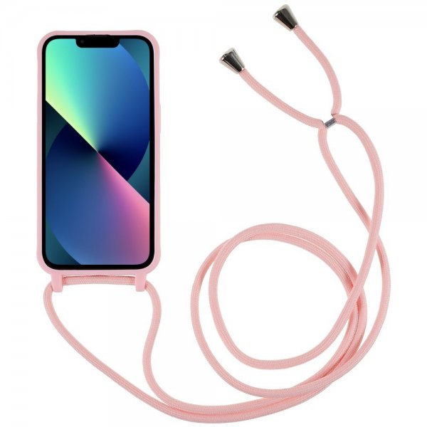 iPhone 14 Plus Skal med Strap Rosa