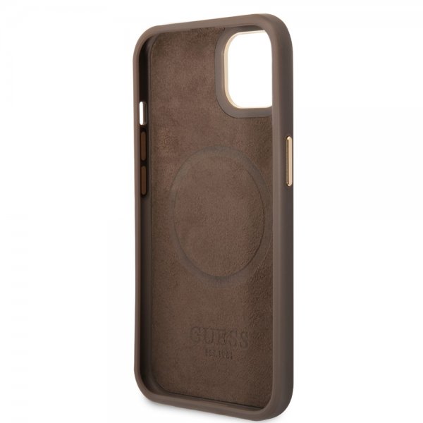 iPhone 14 Plus Skal Metal Plate Logo MagSafe Brun