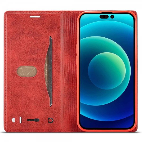 iPhone 14 Pro Fodral Kortfack Utsida Röd