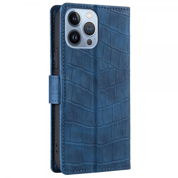 iPhone 14 Pro Fodral Krokodilmönster Blå