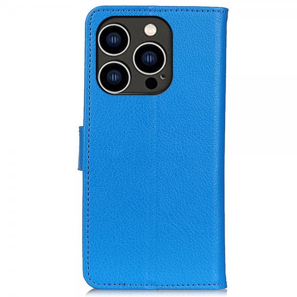 iPhone 14 Pro Fodral Litchi Blå
