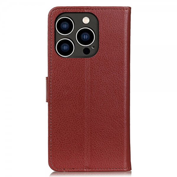 iPhone 14 Pro Fodral Litchi Brun