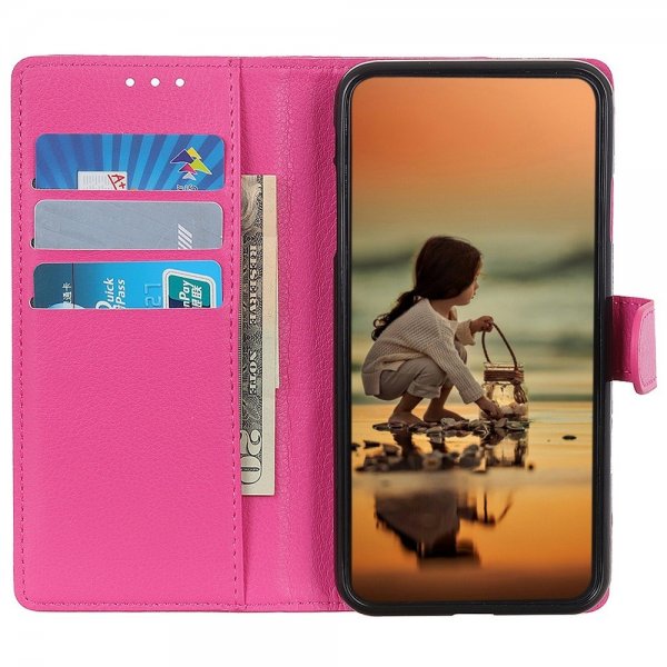 iPhone 14 Pro Fodral Litchi Magenta
