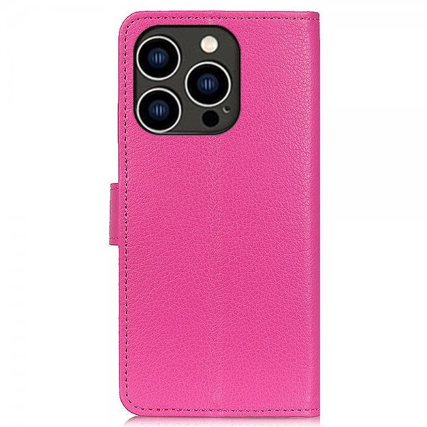 iPhone 14 Pro Fodral Litchi Magenta