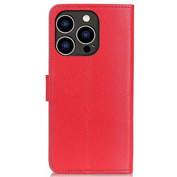 iPhone 14 Pro Fodral Litchi Röd