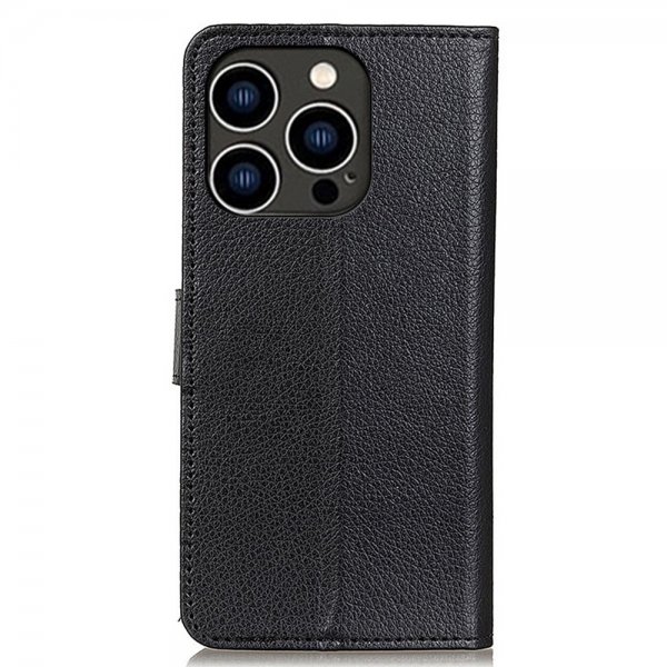 iPhone 14 Pro Fodral Litchi Svart