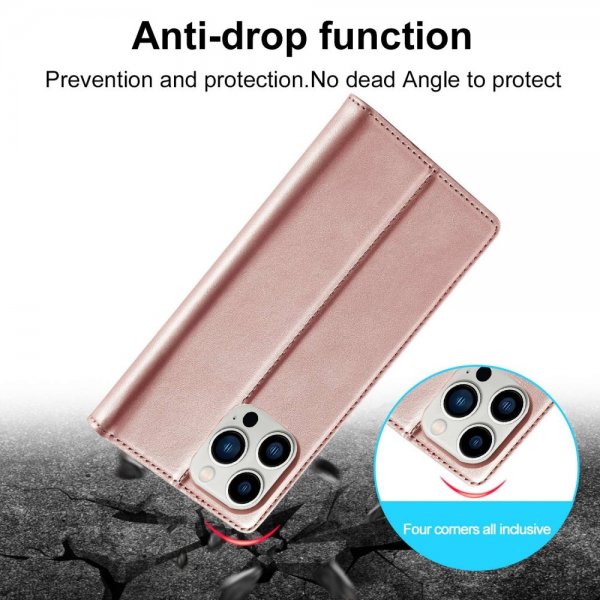 iPhone 14 Pro Fodral med Kortfack Flip Rosa