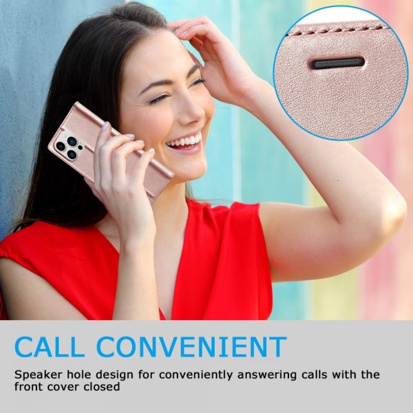 iPhone 14 Pro Fodral med Kortfack Flip Rosa