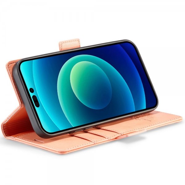 iPhone 14 Pro Fodral med Kortfack Flip Rosa