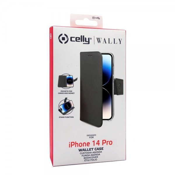 iPhone 14 Pro Fodral Wally Wallet Case Svart