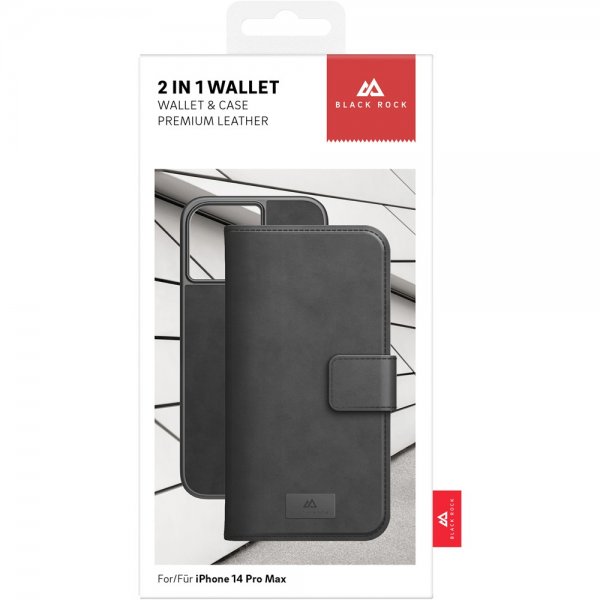 iPhone 14 Pro Max Fodral 2 in 1 Wallet Case Löstagbart Skal Svart