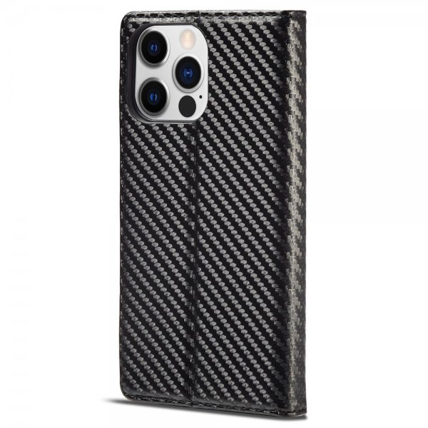 iPhone 14 Pro Max Fodral Kolfibertextur Röd Stripe Vertical