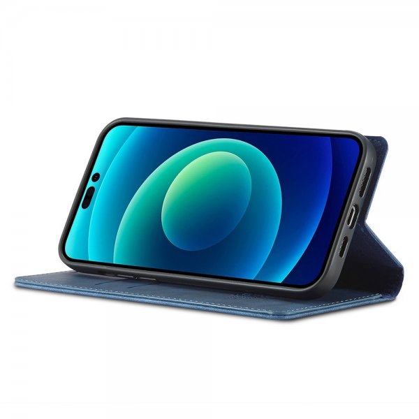 iPhone 14 Pro Max Fodral med Kortfack Flip Blå