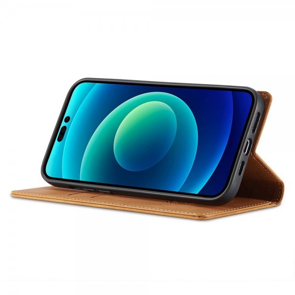 iPhone 14 Pro Max Fodral med Kortfack Flip Brun