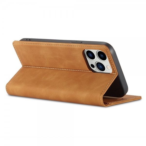 iPhone 14 Pro Max Fodral med Kortfack Flip Brun
