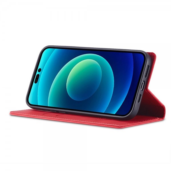 iPhone 14 Pro Max Fodral med Kortfack Flip Röd