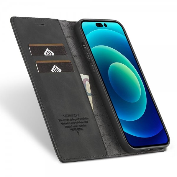 iPhone 14 Pro Max Fodral med Kortfack Flip Svart