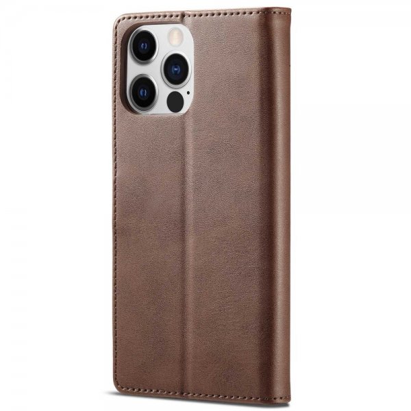 iPhone 14 Pro Max Fodral med Kortfack Stativfunktion Mörkbrun