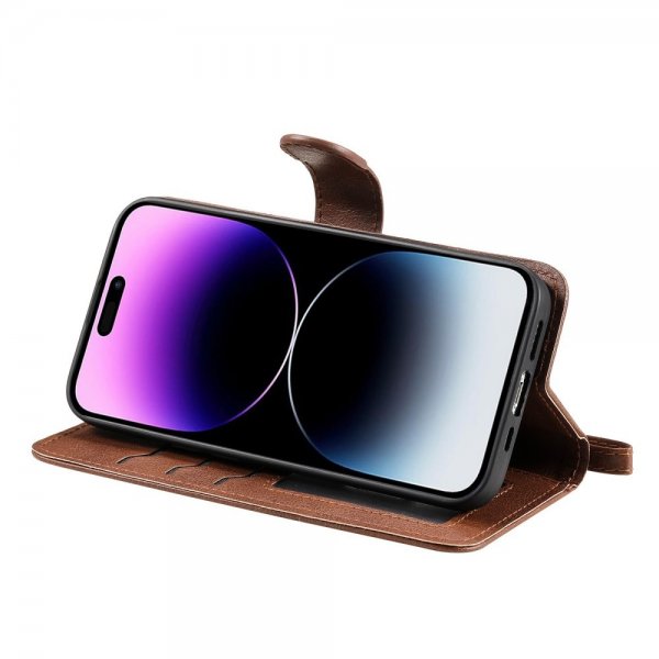 iPhone 14 Pro Max Fodral med Löstagbart Skal KT Leather Series-3 Brun