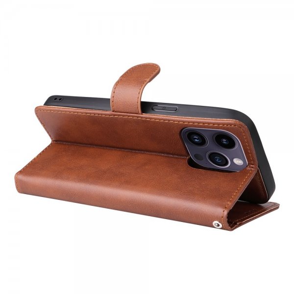 iPhone 14 Pro Max Fodral med Löstagbart Skal KT Leather Series-3 Brun