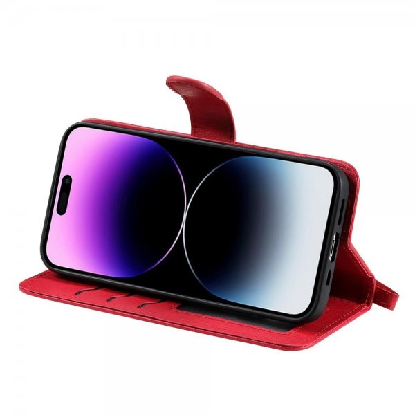 iPhone 14 Pro Max Fodral med Löstagbart Skal KT Leather Series-3 Röd