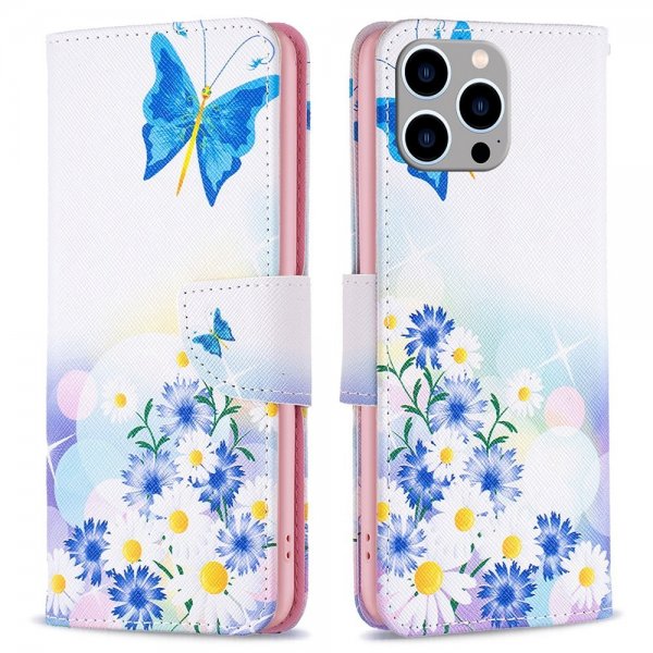 iPhone 14 Pro Max Fodral Motiv Fjärilar och Blommor