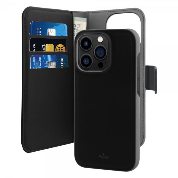 iPhone 14 Pro Max Fodral Wallet Detachable 2 in 1 Svart