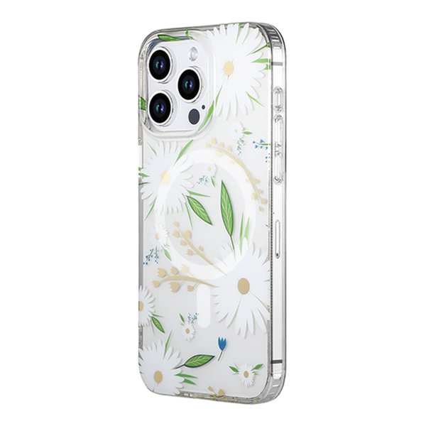 iPhone 14 Pro Max Skal Blommönster MagSafe Vit