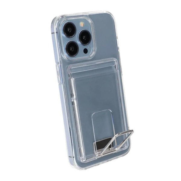 iPhone 14 Pro Max Skal med Stativ Korthållare Transparent